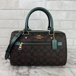 Coach Rowan Satchel Crossbody In Signature Canvas Metallic Ivy